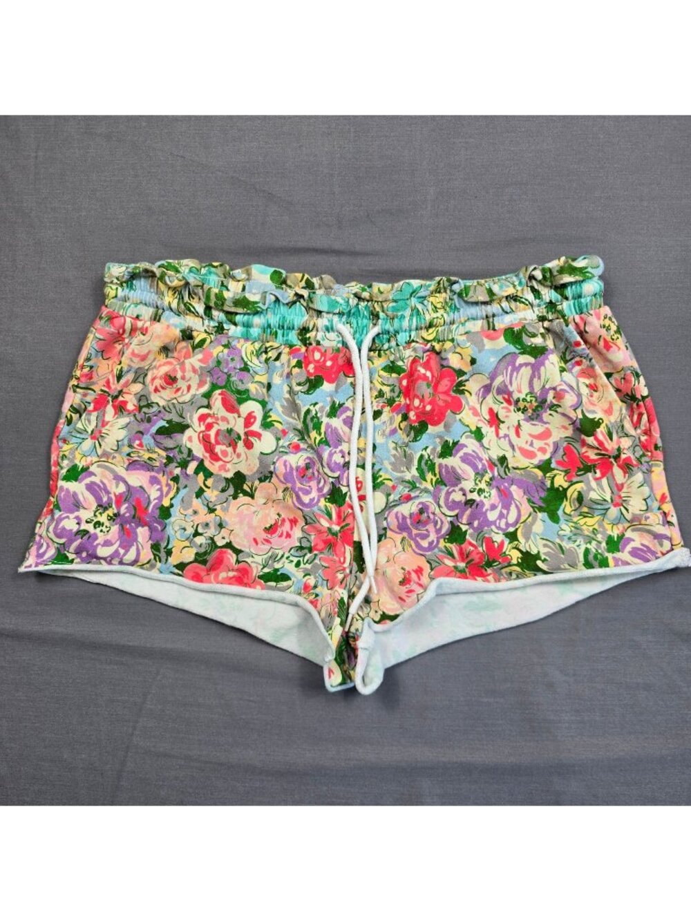 Beach Riot Womens Large Floral Print Drawstring Shorts Cotton Blend